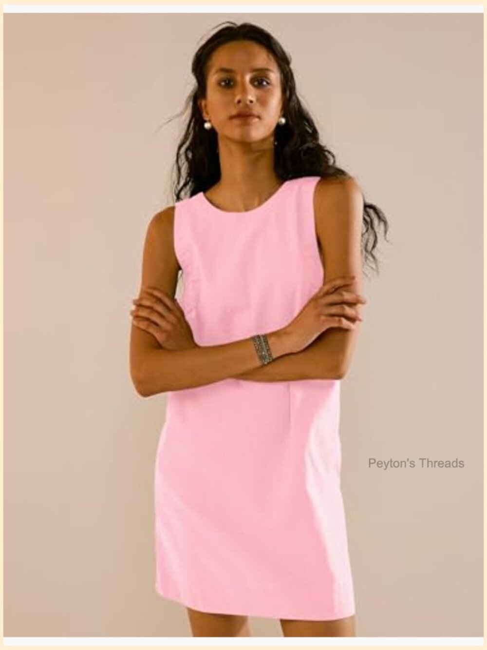 Linen Blend Mini Dress Boat Neck Low Back Sleeveless Tank with Pockets - Picture 2 of 7